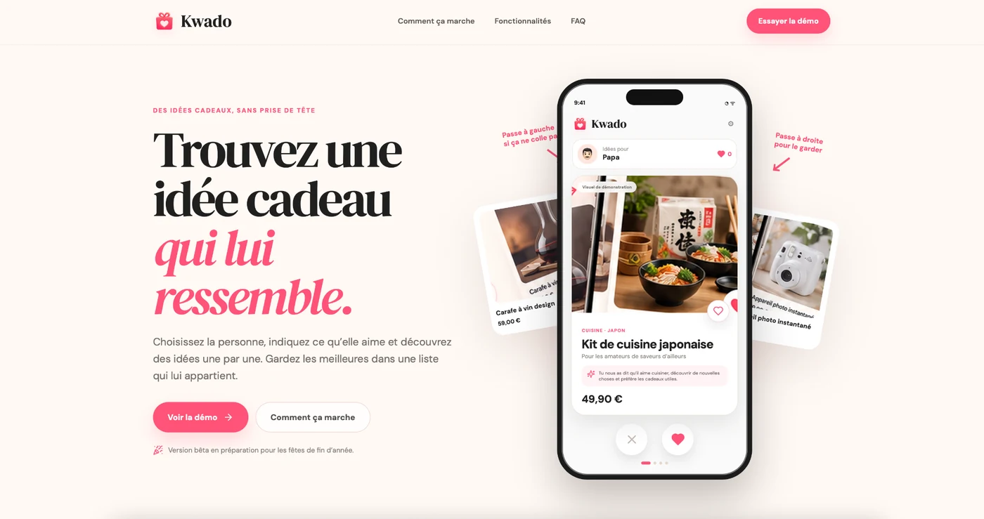 Aperçu du site Kwado